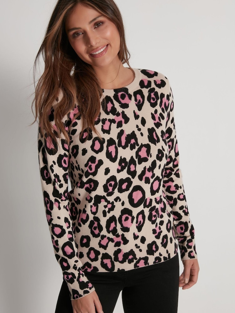 M&Co Leopard Brown Crew Neck Jumper - Image 1 of 5