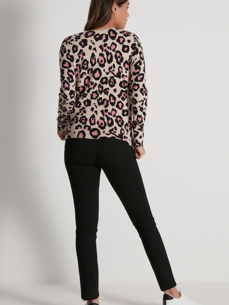 M&Co Leopard Brown Crew Neck Jumper - Image 2 of 5