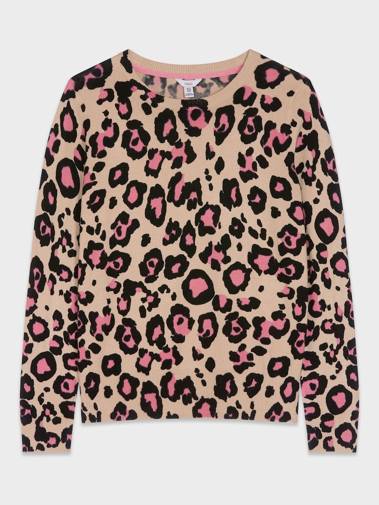 M&Co Leopard Brown Crew Neck Jumper - Image 5 of 5