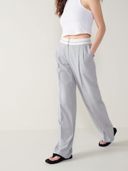 Grey Reverse Waistband Wide Leg Trousers - Image 2 of 6