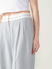 Grey Reverse Waistband Wide Leg Trousers - Image 4 of 6