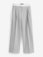 Grey Reverse Waistband Wide Leg Trousers - Image 5 of 6