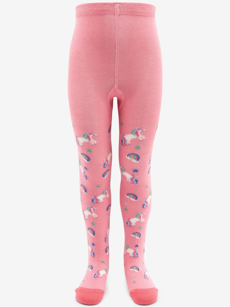 Blue, Pink and Grey 3 Pack Cotton Rich Unicorn Tights - Image 2 of 8