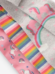 Blue, Pink and Grey 3 Pack Cotton Rich Unicorn Tights - Image 5 of 8