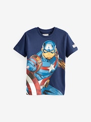 Captain America Navy Blue Marvel Superhero Short Sleeve T-Shirt (3-16yrs) - Image 1 of 4