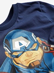 Captain America Navy Blue Marvel Superhero Short Sleeve T-Shirt (3-16yrs) - Image 3 of 4