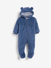 Navy Blue Cosy Fleece Bear Baby Pramsuit (0mths-2yrs) - Image 1 of 3
