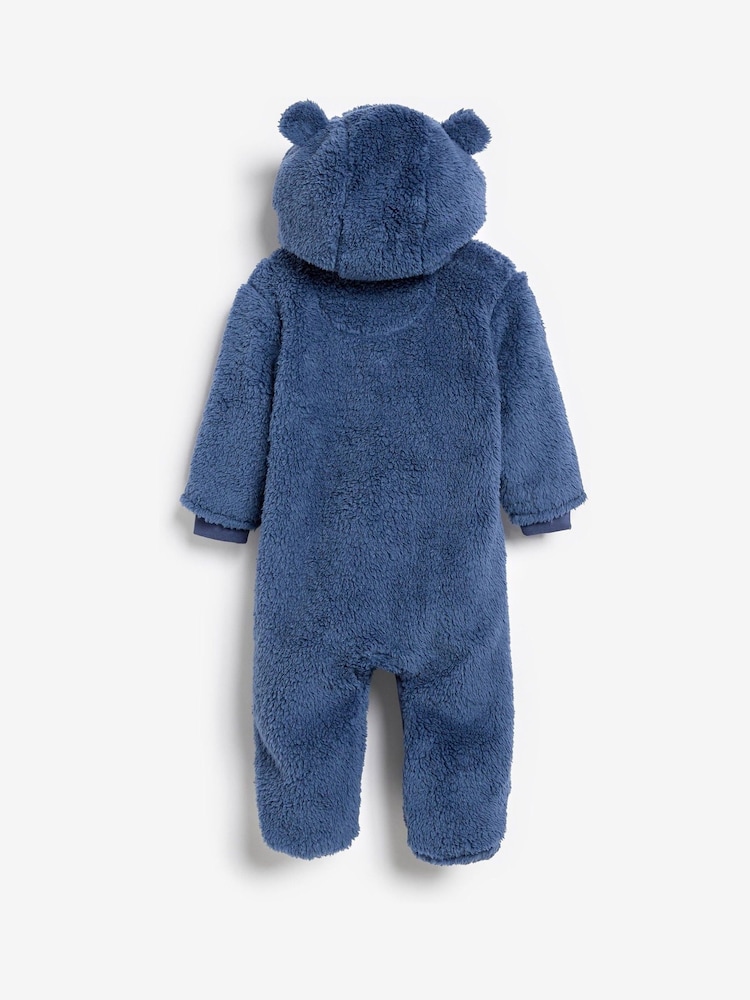 Navy Blue Cosy Fleece Bear Baby Pramsuit (0mths-2yrs) - Image 2 of 3