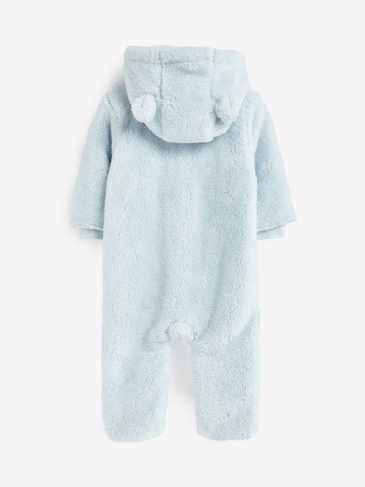 Blue Cosy Fleece Bear Baby Pramsuit (0-18mths) - Image 2 of 2