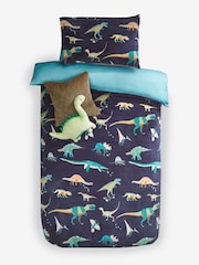Blue Dinosaur Fleece Duvet Cover and Pillowcase Set - Image 2 of 3