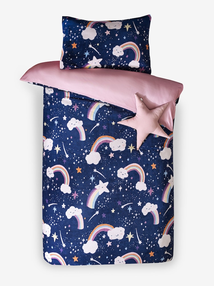 Multi Rainbow Fleece Duvet Cover and Pillowcase Set - Image 2 of 3