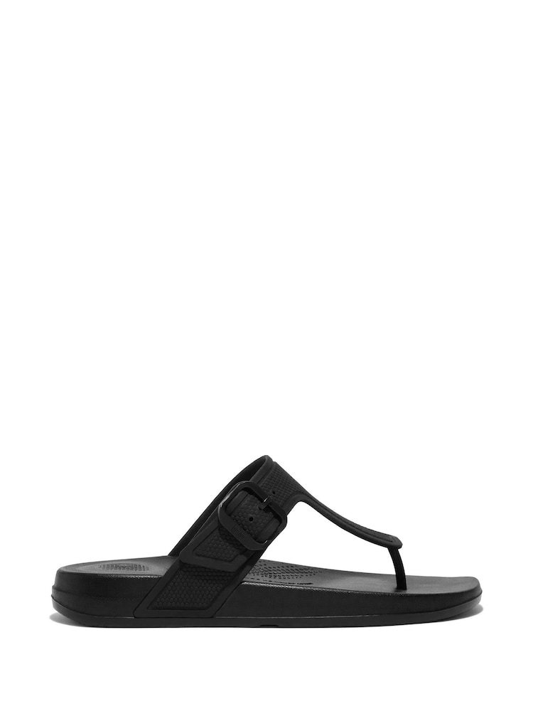 FitFlop Black Iqushion Adjustable Buckle Flip-Flops - Image 1 of 4