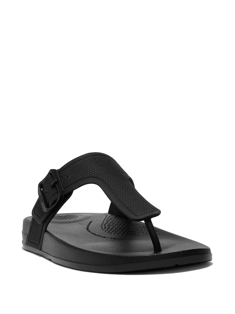 FitFlop Black Iqushion Adjustable Buckle Flip-Flops - Image 2 of 4