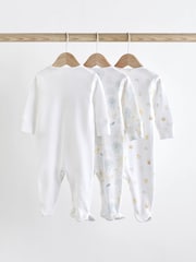 White 100% Cotton Delicate Baby Sleepsuits 3 Pack (0-2yrs) - Image 2 of 17