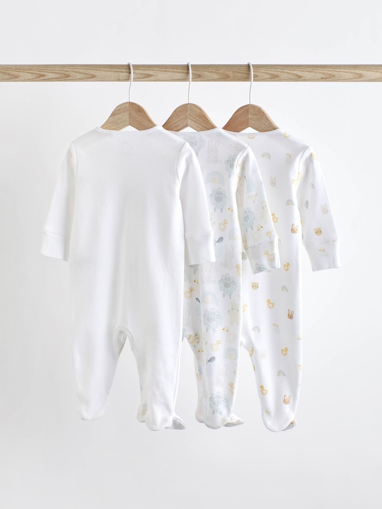 White 100% Cotton Delicate Baby Sleepsuits 3 Pack (0-2yrs) - Image 2 of 17