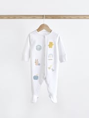 White 100% Cotton Delicate Baby Sleepsuits 3 Pack (0-2yrs) - Image 8 of 17