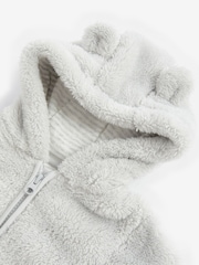 Grey Cosy Fleece Bear Baby Pramsuit - Image 3 of 3