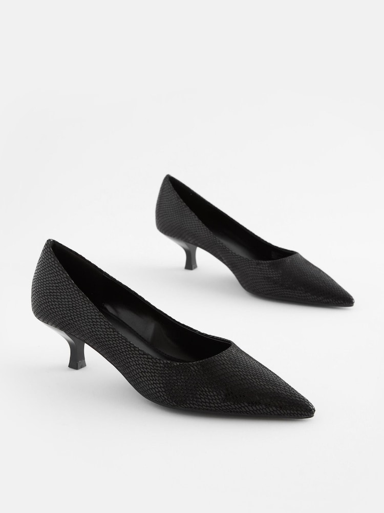 Black Regular/Wide Fit Forever Comfort® Kitten Heel Court Shoes - Image 1 of 5
