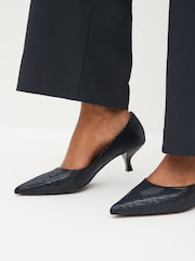 Navy Blue Standard/Wide Fit Forever Comfort® Kitten Heel Court Shoes - Image 2 of 7