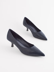 Navy Blue Standard/Wide Fit Forever Comfort® Kitten Heel Court Shoes - Image 3 of 7