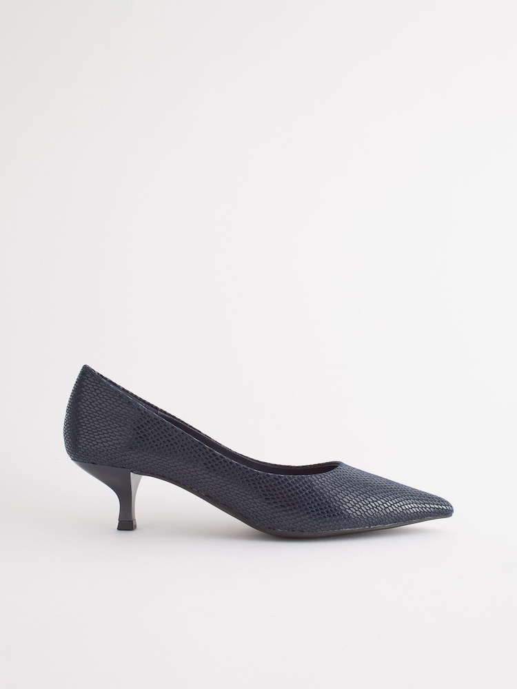Navy Blue Standard/Wide Fit Forever Comfort® Kitten Heel Court Shoes - Image 4 of 7