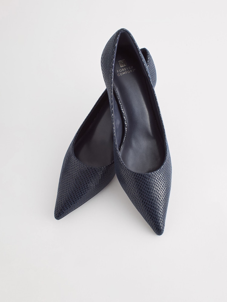 Navy Blue Standard/Wide Fit Forever Comfort® Kitten Heel Court Shoes - Image 5 of 7