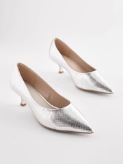 Silver Extra Wide Fit Forever Comfort® Kitten Heel Court Shoes - Image 1 of 6