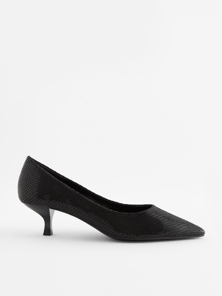Black Extra Wide Fit Forever Comfort® Kitten Heel Court Shoes - Image 2 of 5