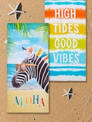 Catherine Lansfield 2 Pack Natural Tie Dye Vibes Aloha Zebra 100% Cotton Beach Towels - Image 1 of 2