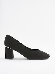 Black/Gold Regular/Wide Fit Forever Comfort® Square Toe Court Shoes - Image 2 of 5