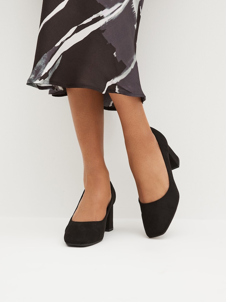 Black Standard/Wide Fit Forever Comfort® Square Toe Court Shoes - Image 1 of 6