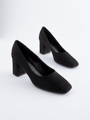 Black Standard/Wide Fit Forever Comfort® Square Toe Court Shoes - Image 2 of 6