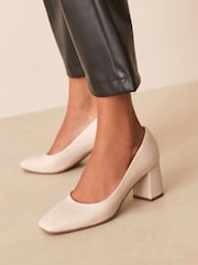 Bone Natural Regular/Wide Fit Forever Comfort® Square Toe Court Shoes - Image 1 of 8