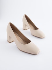 Bone Natural Regular/Wide Fit Forever Comfort® Square Toe Court Shoes - Image 4 of 8