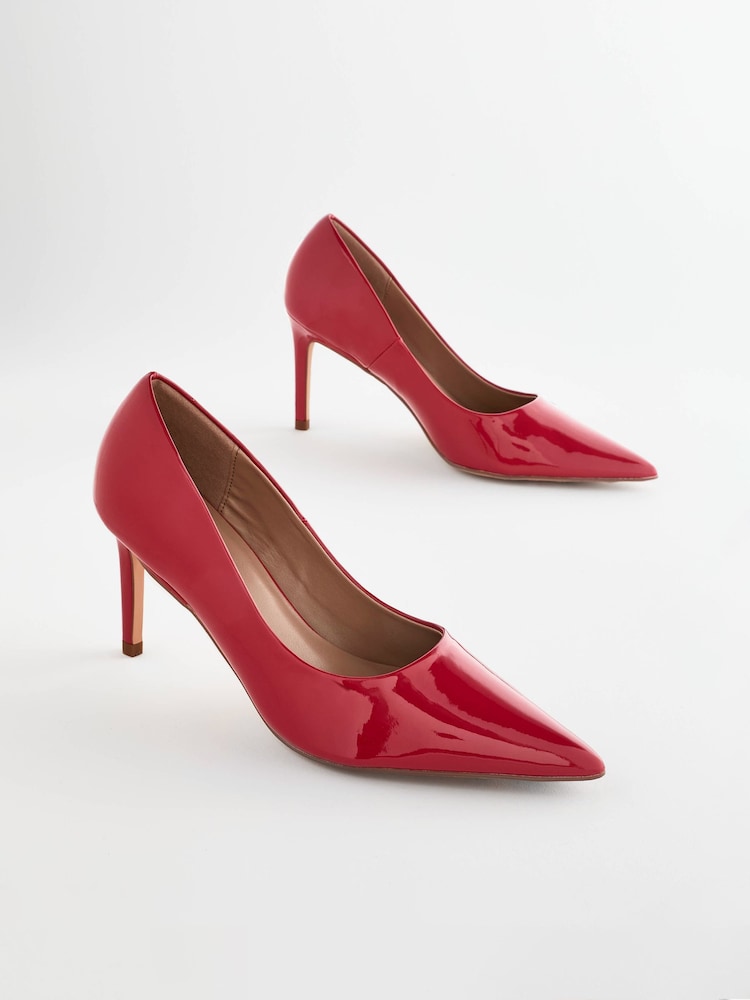 Red Regular/Wide Fit Forever Comfort® Point Toe Mid Heel Court Shoes - Image 3 of 8