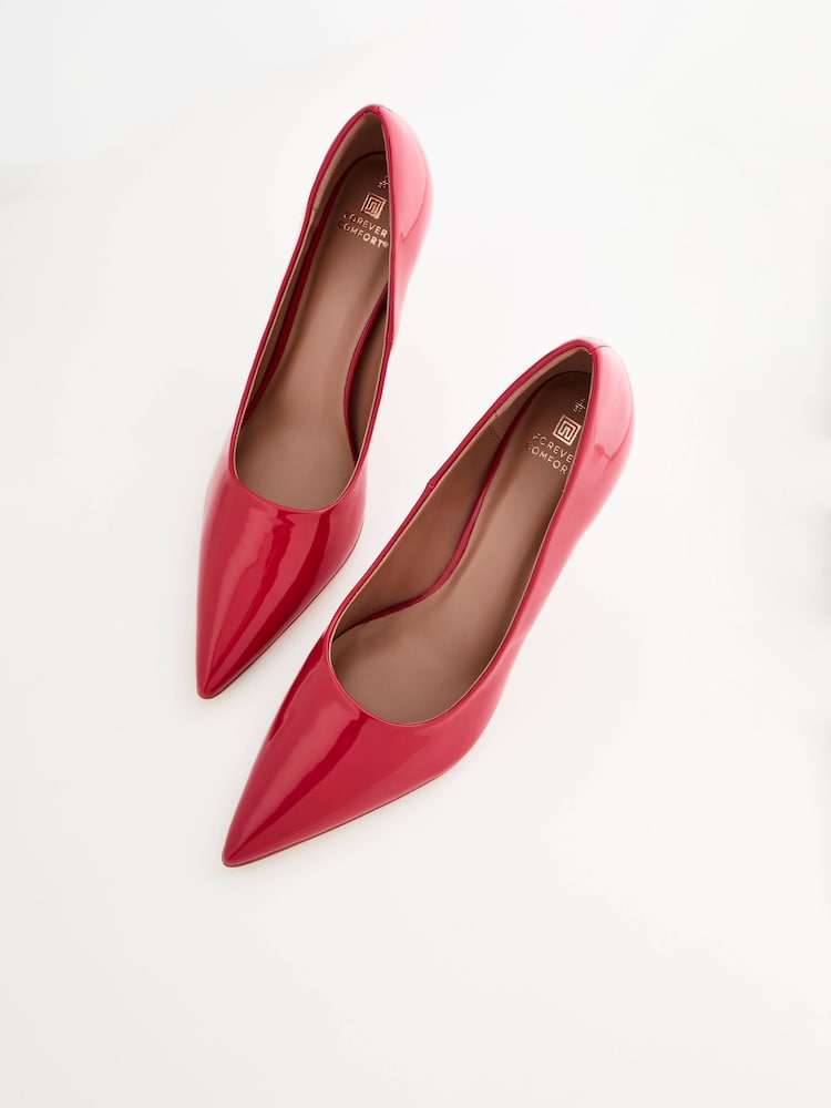 Red Regular/Wide Fit Forever Comfort® Point Toe Mid Heel Court Shoes - Image 5 of 8