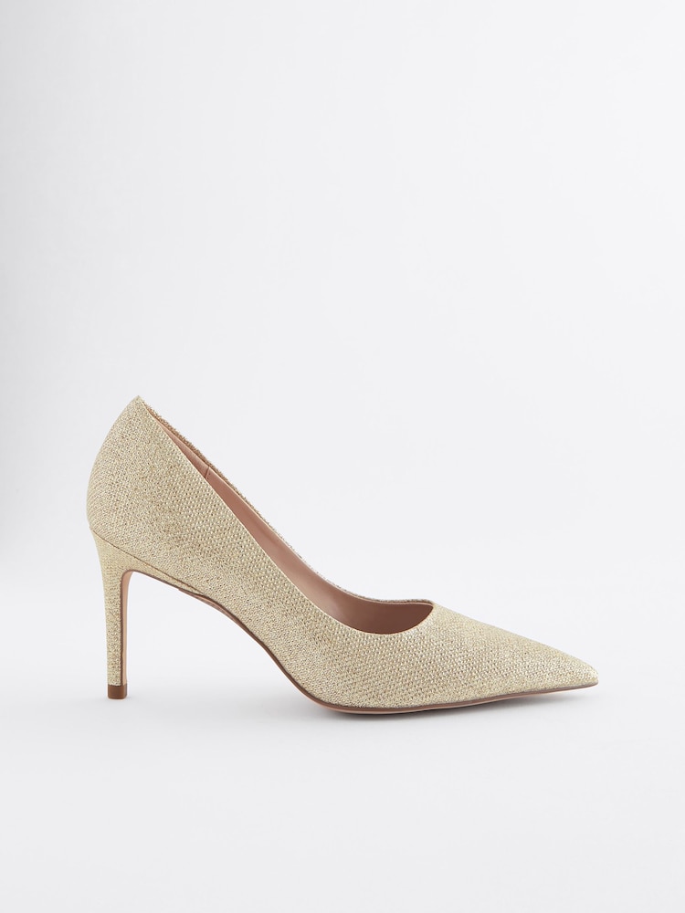 Shimmer Regular/Wide Fit Forever Comfort® Point Toe Mid Heel Court Shoes - Image 3 of 6