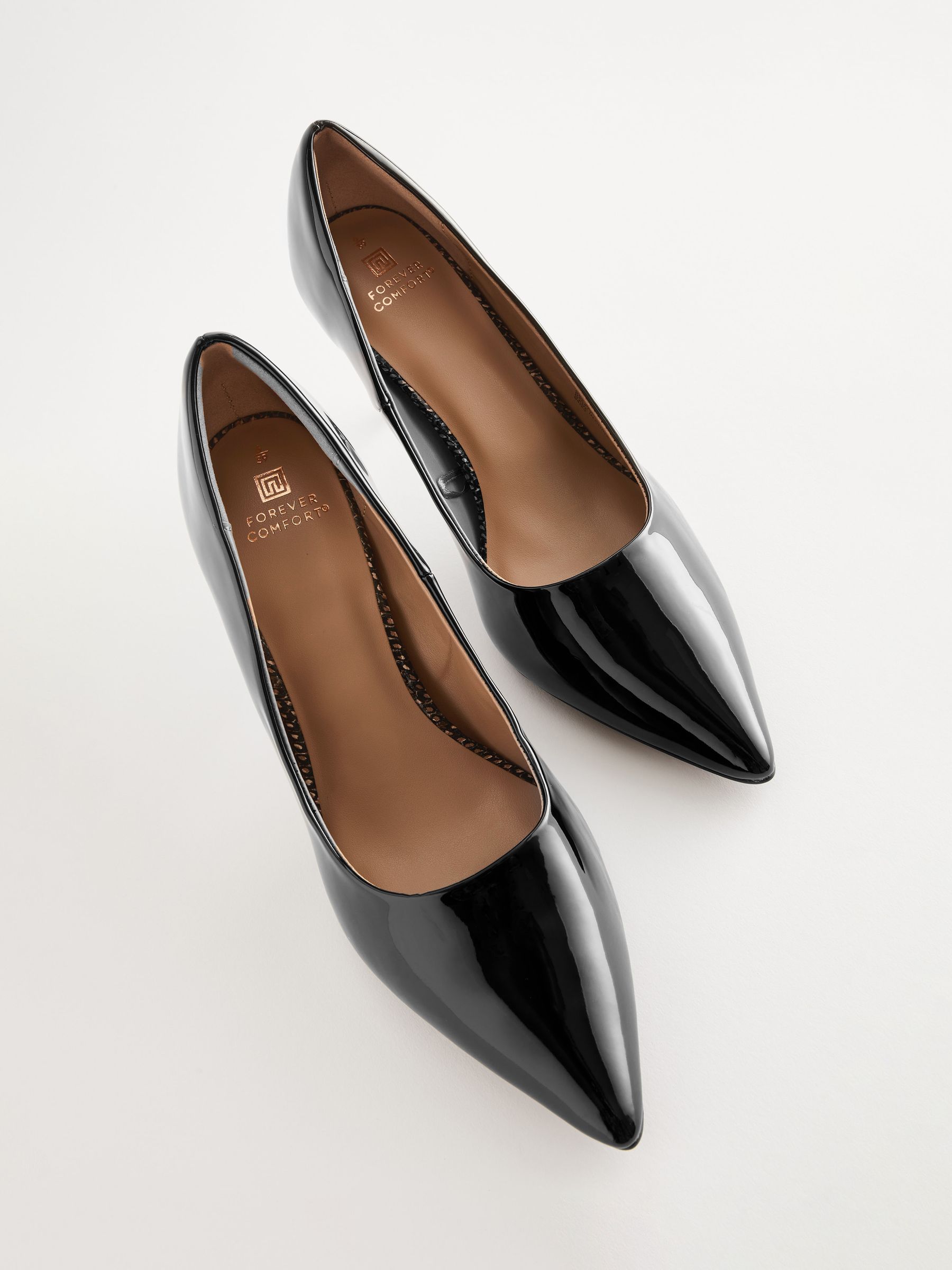 Black Forever Comfort Point Toe Mid Heel Court Shoes