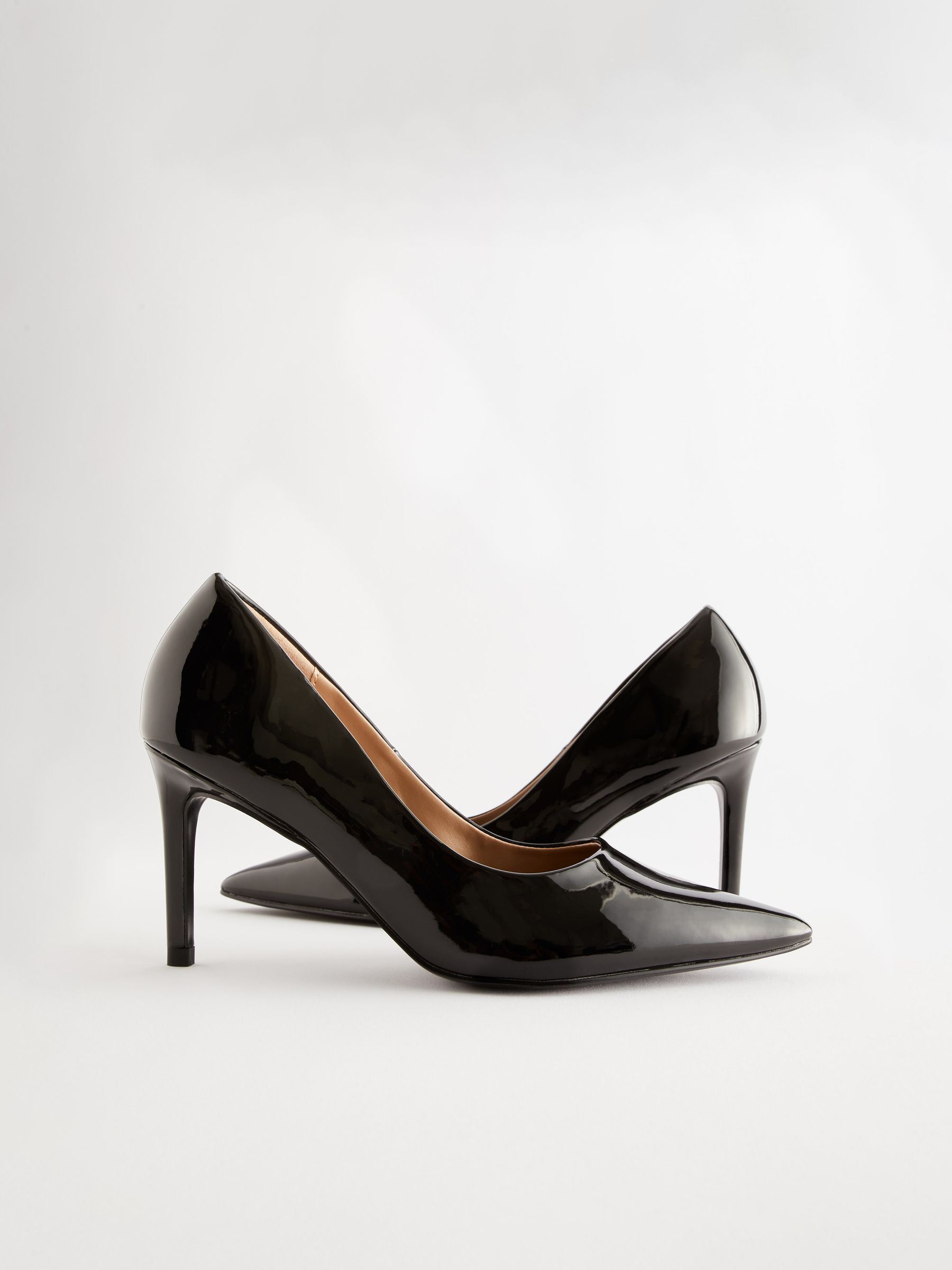 Black Forever Comfort Point Toe Mid Heel Court Shoes