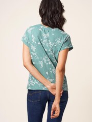 White Stuff Nelly T-Shirt mit Einkerbung am Hals, Blau - Bild 2 von 6