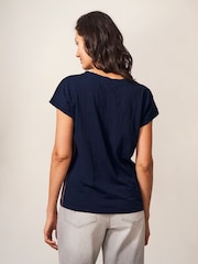 Bleu - T-shirt White Stuff 100% coton Nelly à encolure crantée - Image 2 of 4
