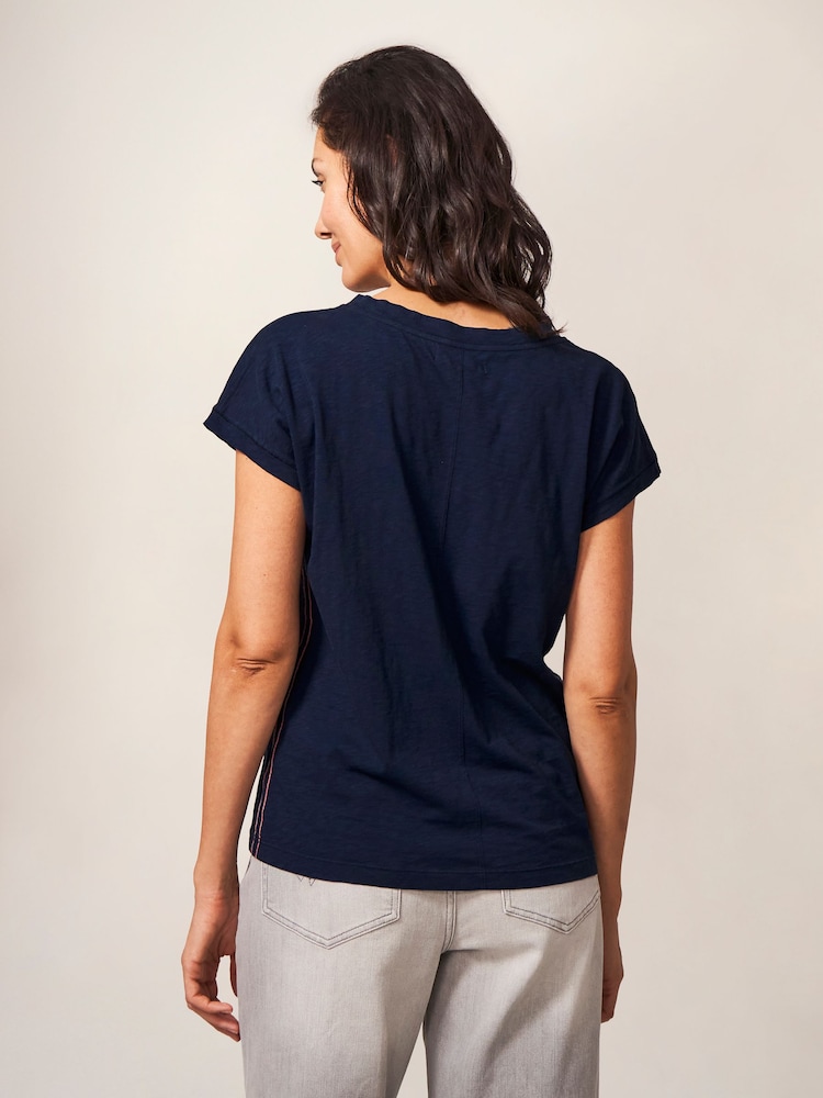 Bleu - T-shirt White Stuff 100% coton Nelly à encolure crantée - Image 2 of 4