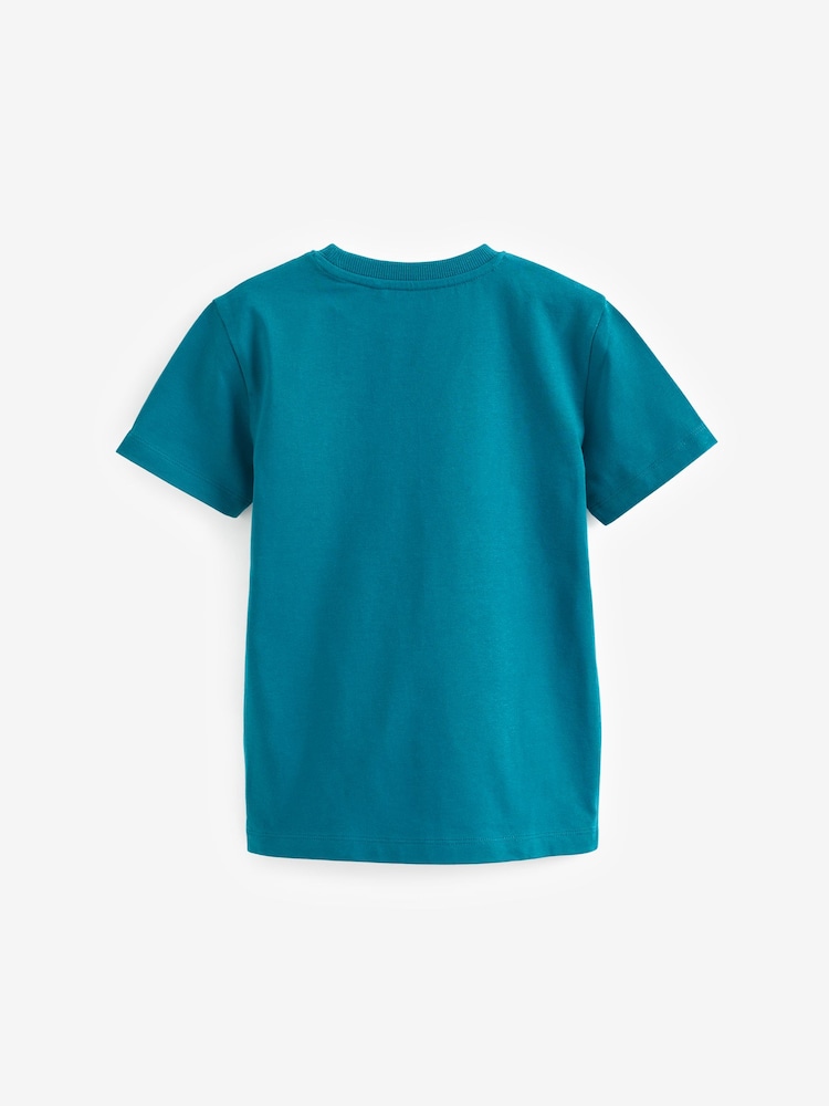 Blue Deep Teal Cotton Short Sleeve T-Shirt (3-16yrs) - Image 2 of 2 Blue Deep Teal Cotton Short Sleeve T-Shirt (3-16yrs) - Image 2 of 2