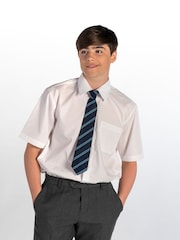 Trutex Boys White Non Iron Short Sleeve School Shirts 2 Pack - Image 2 of 4