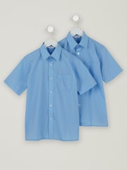 Trutex Jungen Blau Bügelfreie Kurzarm-Schulhemden 2 Packung - Bild 1 von 7