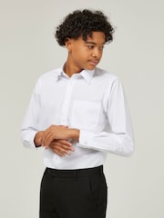 Trutex Boys 2 Pack Long Sleeve Non Iron White School Shirts - Image 4 of 7