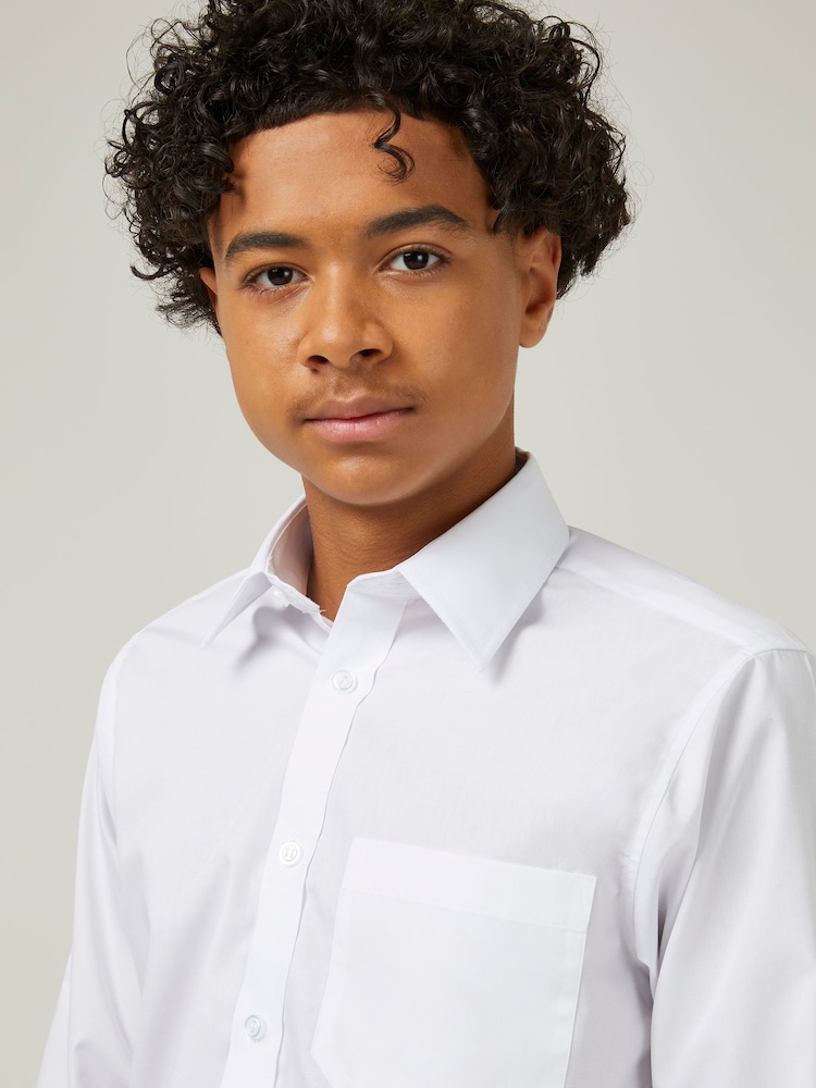 Trutex Boys 2 Pack Long Sleeve Non Iron White School Shirts - Image 7 of 7