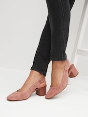 Pink Regular/Wide Fit Forever Comfort® Leather Slingback Low Block Heels - Image 1 of 8