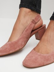 Pink Regular/Wide Fit Forever Comfort® Leather Slingback Low Block Heels - Image 2 of 8
