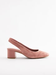 Pink Regular/Wide Fit Forever Comfort® Leather Slingback Low Block Heels - Image 4 of 8